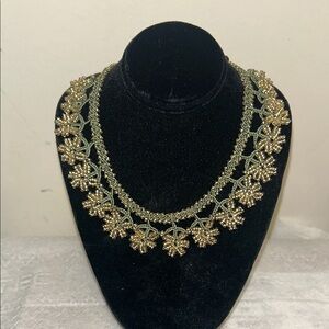 Gold and Green Floral Necklace
